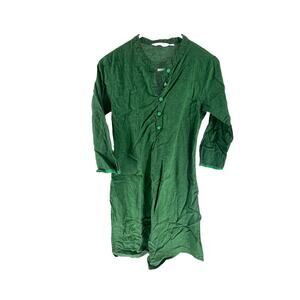 Max Green Long Sleeve Quarter Button Popover Mini Dress Women's Size Medium